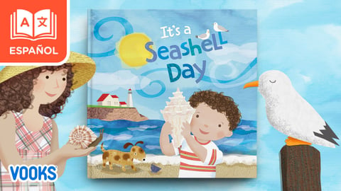 It's a seashell day Spanish (un día para recolectar conchas marinas)
